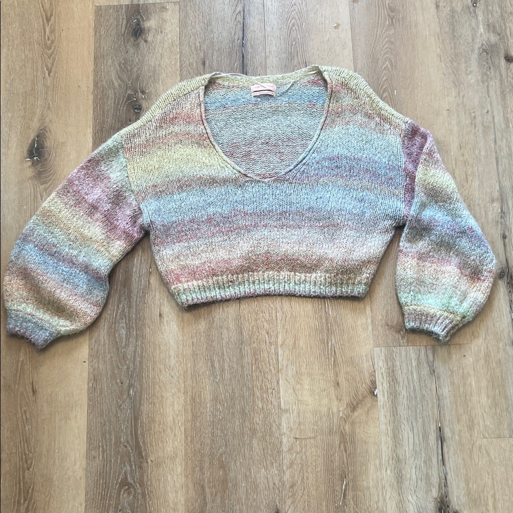 Urban Outfitters Medium Multicolor V-Neck Women's Crop Sweater